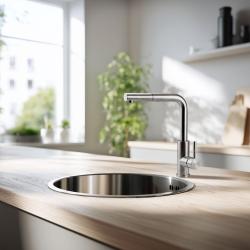Pure.Sink Rondo Oțel inoxidabil Rotund Chiuvetă încorporată, montare inferioară și superioară 38 cm PRN38-02