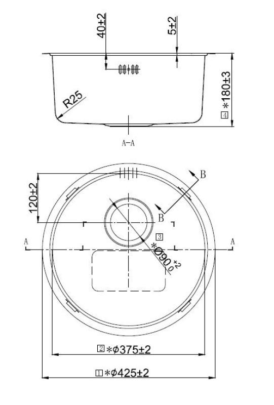 Pure.Sink Rondo Chiuvetă rotundă din oțel inoxidabil pentru montare încastrată, sub blat și pe blat, 37 cm RD375-SS