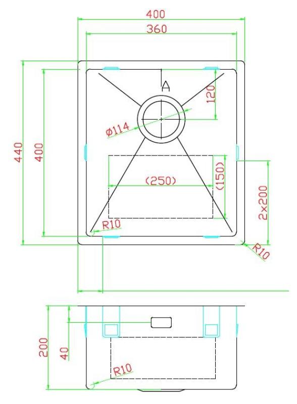 Pure.Sink Luxion Chiuvetă din aliaj de nichel-zinc, 36x40 cm, pentru montare sub blat, încastrată și la suprafață PLX3640-61