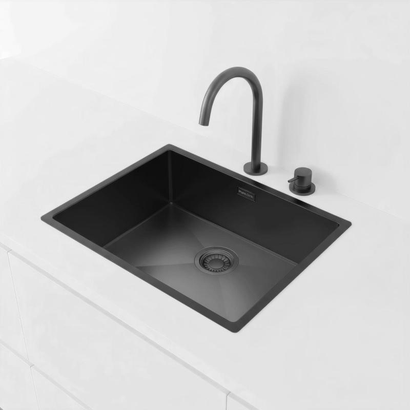Pure.Sink Luxion PVD Chiuvetă neagră 50x40 cm sub blat, încastrată și montată pe blat PLX5040-63