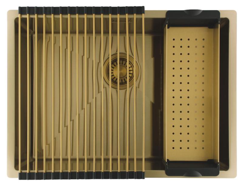 Pure.Sink Luxion Chiuvetă aurie 55x40 cm sub blat, încastrată și montată pe blat PLX5540-60