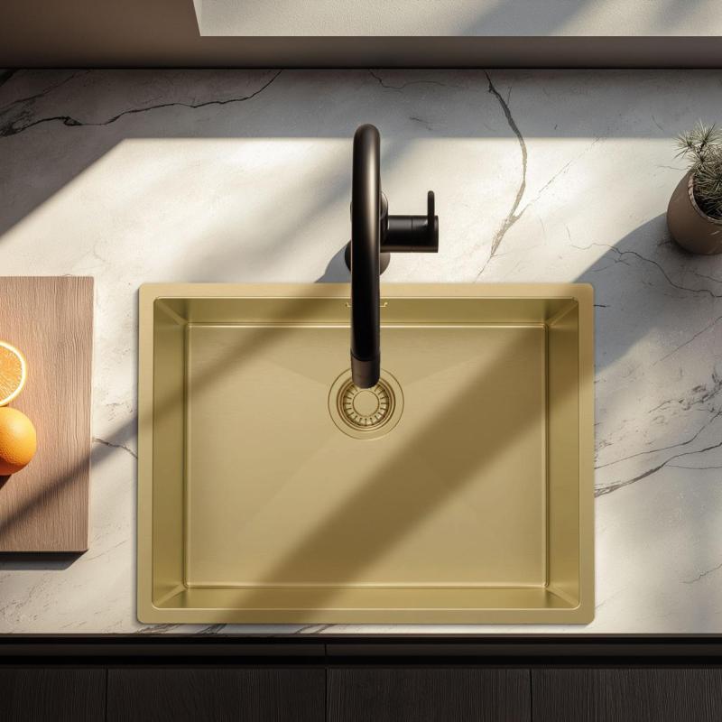 Pure.Sink Luxion Chiuvetă aurie 55x40 cm sub blat, încastrată și montată pe blat PLX5540-60