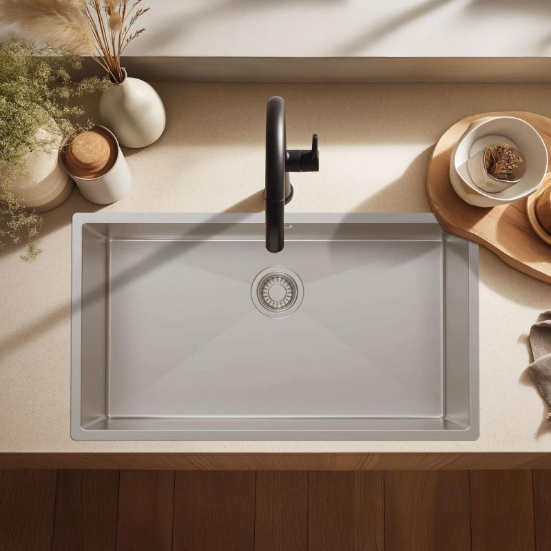 Pure.Sink Luxion Chiuvetă mare din oțel inoxidabil 74x40 cm pentru montare sub blat, încastrată sau montată pe blat PLX7440-02