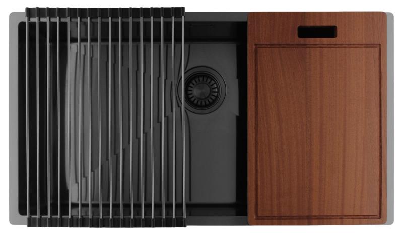 Pure.Sink Luxion Chiuvetă mare din metal Gun 74x40 cm pentru montare sub blat, încastrare și montare pe blat PLX7440-61