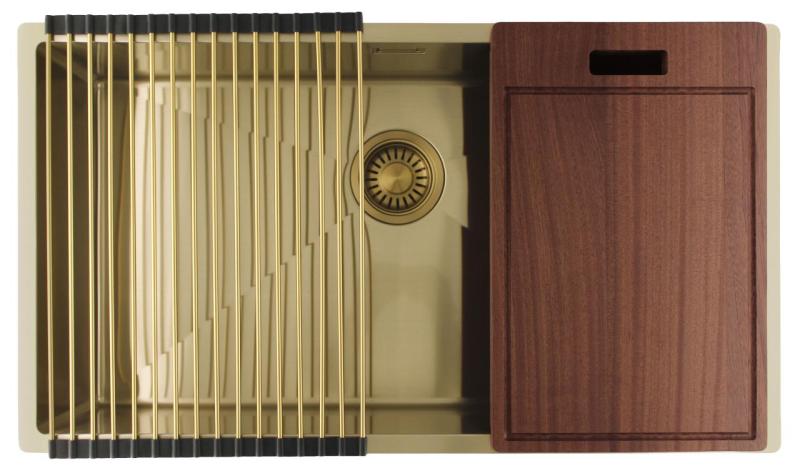 Pure.Sink Luxion Chiuvetă mare din aur 74x40 cm sub blat, încastrată și montată pe blat PLX7440-60