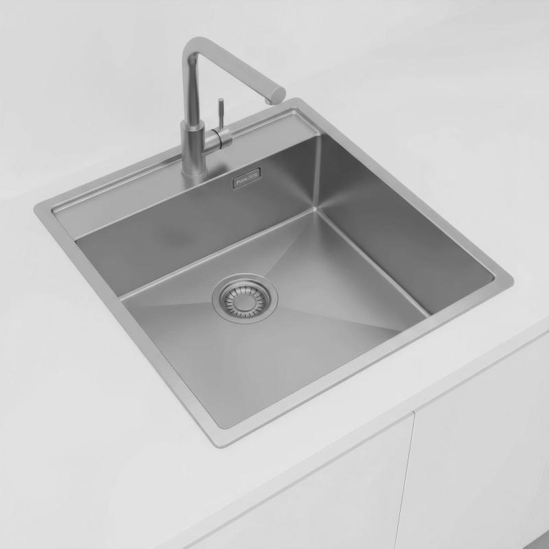 Pure.Sink Luxion chiuvetă din oțel inoxidabil 51x50 cm Tapwing cu suport pentru robinet PLX5150T-02