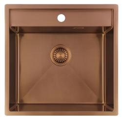 Pure.Sink Luxion Chiuvetă din cupru 51x50 cm Robinet cu orificiu pentru baterie PLX5150T-62