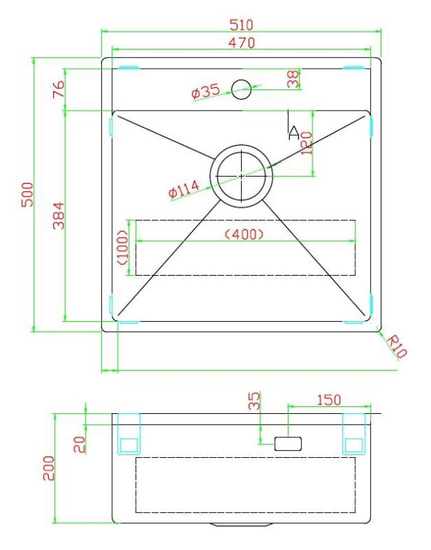 Pure.Sink Luxion Chiuvetă din cupru 51x50 cm Robinet cu orificiu pentru baterie PLX5150T-62