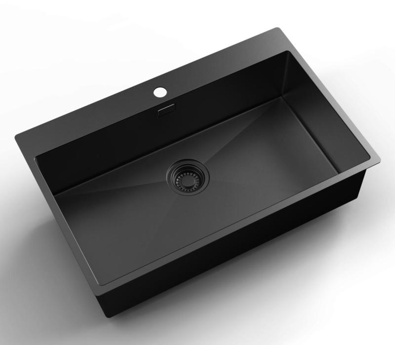 Pure.Sink Luxion PVD Chiuvetă mare neagră 78x50 cm Robinet cu orificiu pentru baterie PLX7850T-63
