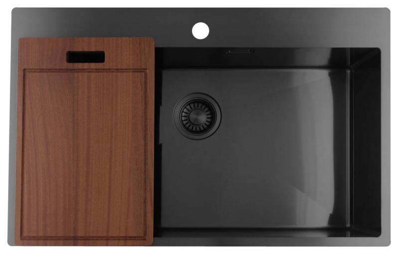 Pure.Sink Luxion Chiuvetă mare din metal Gun 78x50 cm Tapwing cu suport pentru robinet PLX7850T-61