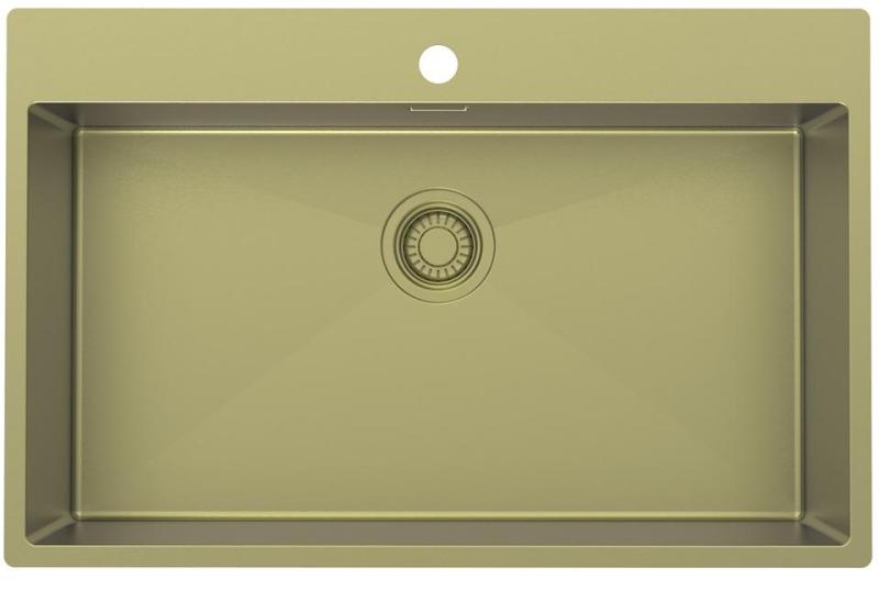 Pure.Sink Luxion Chiuvetă mare aurie 78x50 cm Robinet cu orificiu pentru baterie PLX7850T-60
