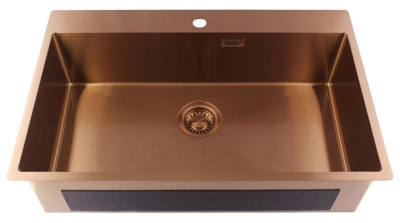 Pure.Sink Luxion Chiuvetă mare din cupru 78x50 cm Tapwing cu suport pentru robinet PLX7850T-62