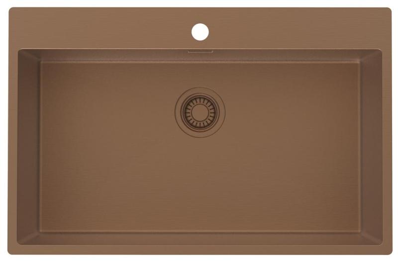 Pure.Sink Luxion Chiuvetă mare din cupru 78x50 cm Robinet cu orificiu pentru baterie PLX7850T-62