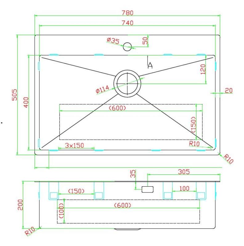 Pure.Sink Luxion Chiuvetă mare din cupru 78x50 cm Robinet cu orificiu pentru baterie PLX7850T-62