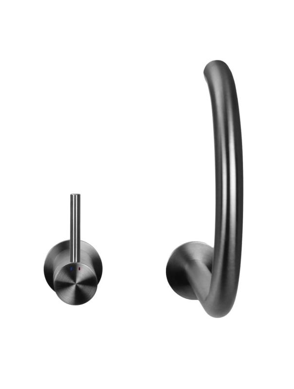 Pure.Sink Luxion Robinet de bucătărie din oțel inoxidabil masiv cu 2 orificii și ieșire rotundă PLX2HR-02