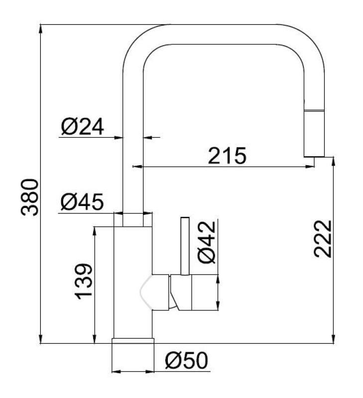Pure.Sink Luxion Mat Robinet de bucătărie negru pătrat cu gura de scurgere extensibilă PLXSQUA-10