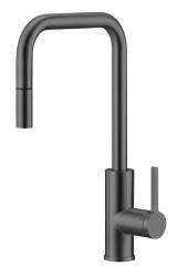 Pure.Sink Luxion Robinet de bucătărie din metal gun, pătrat, cu gura de scurgere extensibilă PLXSQUA-61