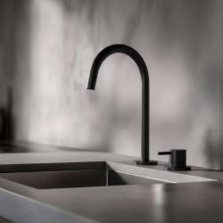 Pure.Sink Luxion Robinet de bucătărie cu 2 găuri, negru mat, cu ieșire rotundă PLX2HR-10