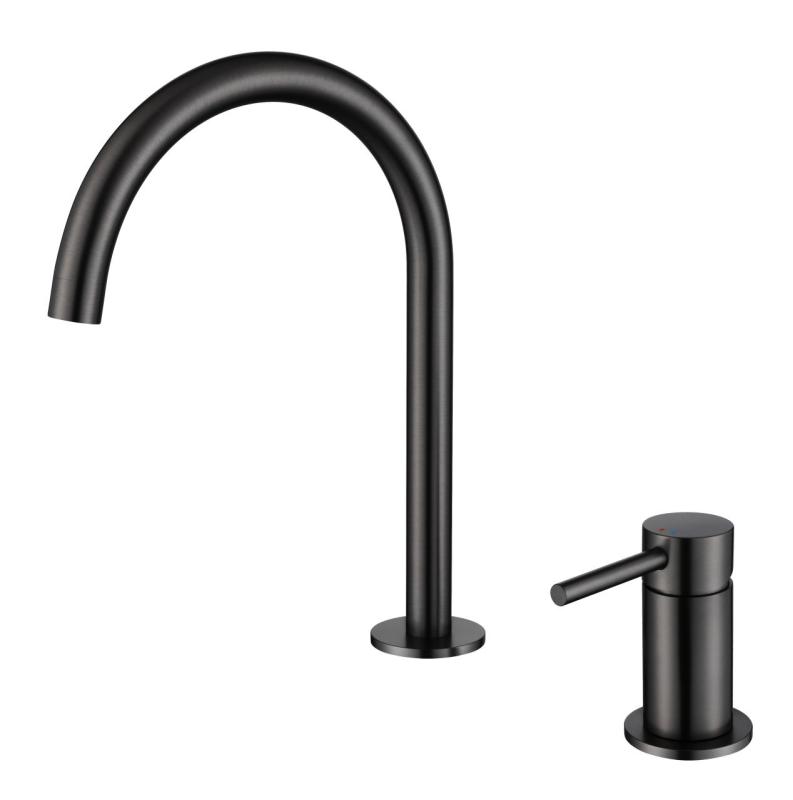 Pure.Sink Luxion Robinet de bucătărie cu 2 găuri, negru mat, cu bec rotund PLX2HR-10