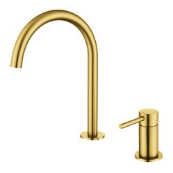 Pure.Sink Luxion Robinet de bucătărie cu 2 găuri, auriu, cu ieșire rotundă PLX2HR-60