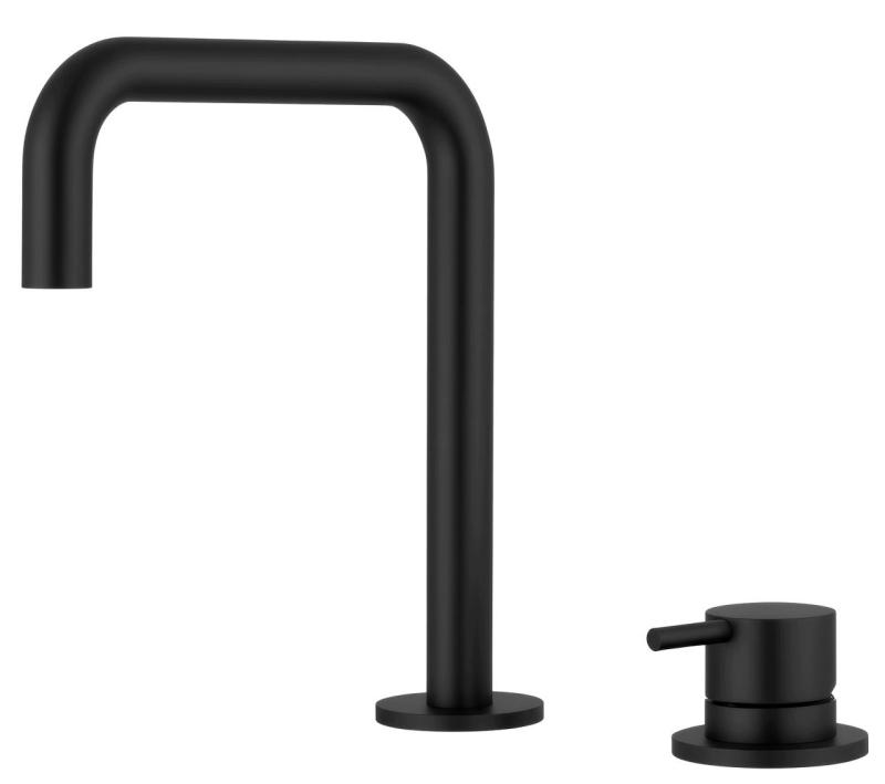 Pure.Sink Luxion Robinet de bucătărie cu 2 găuri, negru mat, cu bec în formă de U PLX2HU-10