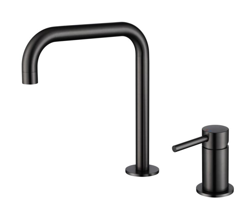 Pure.Sink Luxion Robinet de bucătărie cu 2 găuri, negru mat, cu bec în formă de U PLX2HU-10