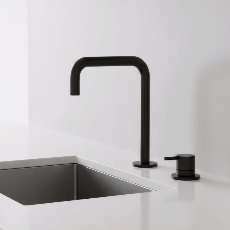 Pure.Sink Luxion Robinet de bucătărie cu 2 găuri, negru mat, cu bec în formă de U PLX2HU-10