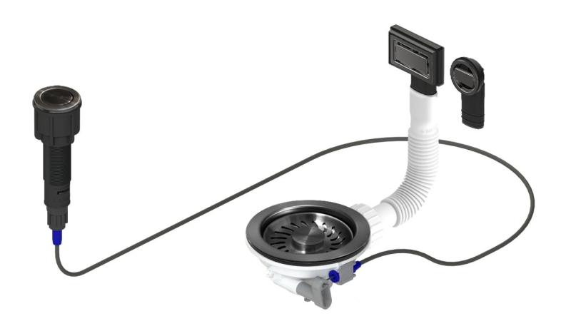 Set de evacuare Granitemy Gun metal inclusiv buton de presiune-waste cu dop, plus preaplin dreptunghiular și rotund 1208971745