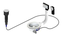 Set de evacuare Granitemy White inclusiv buton de presă cu dop, plus supapă de debordare dreptunghiulară și rotundă 1208971747