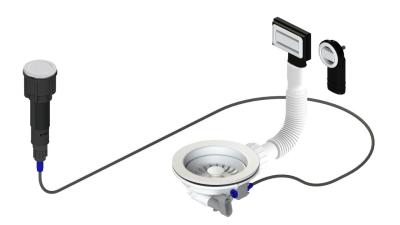 Set de evacuare Granitemy White inclusiv buton de presă cu dop, plus supapă de debordare dreptunghiulară și rotundă 1208971747