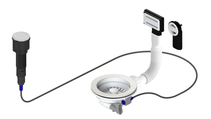 Set de evacuare Granitemy White inclusiv buton de presă cu dop, plus supapă de debordare dreptunghiulară și rotundă 1208971747