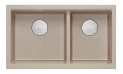 Chiuveta dublă Quadri Newport II Beige Granit încorporabilă 702 x 390 mm cu dop din inox 1208971757
