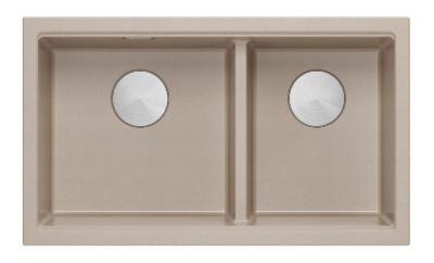 Chiuveta dublă Quadri Newport II Beige Granit încorporabilă 702 x 390 mm cu dop din inox 1208971757
