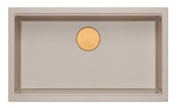 Quadri Newport II chiuvetă mare și adâncă din granit de montare și submontare bej chiuvetă 76x45cm cu dop de cupru 1208971758