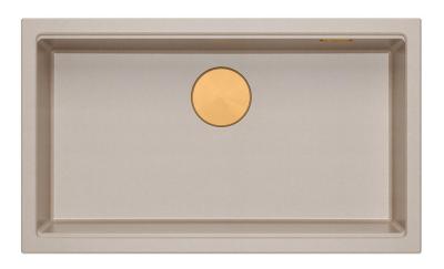 Quadri Newport II chiuvetă mare și adâncă din granit de montare și submontare bej chiuvetă 76x45cm cu dop de cupru 1208971758