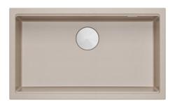 Quadri Newport II chiuvetă mare și adâncă din granit de montare și submontare Beige chiuvetă 76x45cm cu dop din oțel inoxidabil 1208971760