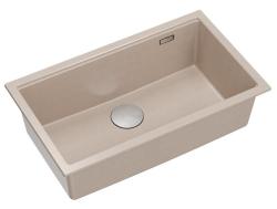 Quadri Newport II chiuvetă mare și adâncă din granit de montare și submontare Beige chiuvetă 76x45cm cu dop din oțel inoxidabil 1208971760