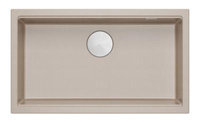 Quadri Newport II chiuvetă mare și adâncă din granit de montare și submontare Beige chiuvetă 76x45cm cu dop din oțel inoxidabil 1208971760