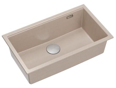 Quadri Newport II chiuvetă mare și adâncă din granit de montare și submontare Beige chiuvetă 76x45cm cu dop din oțel inoxidabil 1208971760