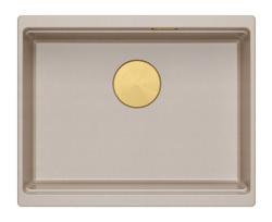 Chiuveta de submontaj din granit Quadri Newport II, bej, 560x450mm, cu dop de aur și capac de scurgere 1208971765