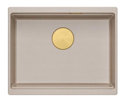 Chiuveta de submontaj din granit Quadri Newport II, bej, 560x450mm, cu dop de aur și capac de scurgere 1208971765