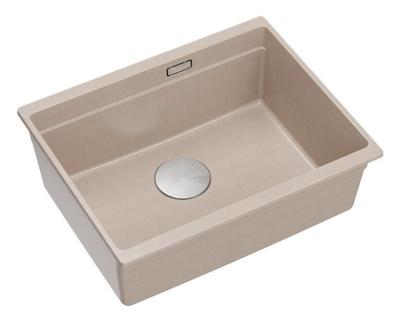 Chiuveta de granit Quadri Newport II cu montare sub blat, bej, 560x450mm, cu dop de inox și capac de evacuare 1208971766