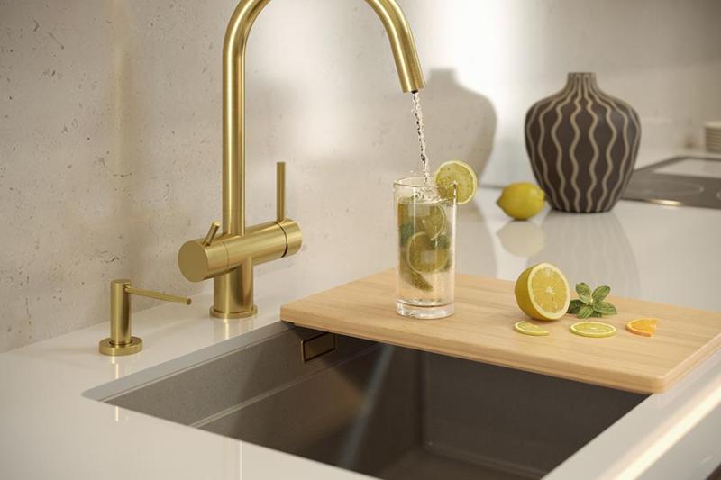 Chiuveta de granit Quadri Newport II cu montare sub blat, bej, 560x450mm, cu dop de inox și capac de evacuare 1208971766