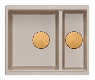 Chiuveta Quadri Newport II, bej, 1,5 bazine, granit, montare deasupra și dedesubt, 555x460mm, cu dop de cupru 1208971767