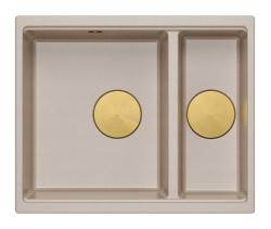 Chiuvetă Quadri Newport II bej 1,5 din granit pentru montare deasupra și dedesubt 555x460mm cu dop de aur 1208971768