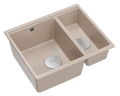 Quadri Newport II bej 1,5 chiuvetă din granit de suprafață și sub-sol 555x460mm cu dop din inox 1208971769