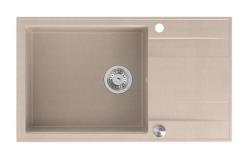 Chiuvetă mare de montaj pe blat Quadri Luton bej granit cu zonă de scurgere reversibilă 86x50cm cu dop din inox 1208971775