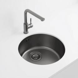 Pure.Sink Rondo Chiuvetă rotundă din aliaj de nichel-zinc, pentru montare încastrată, sub blat și pe blat, 37 cm, RD375-GunMetal