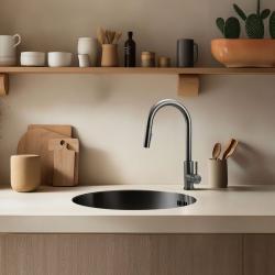 Pure.Sink Rondo Gun metal Chiuvetă rotundă pentru montaj la suprafață, sub suprafață și pe suprafață 38 cm PRN38-61