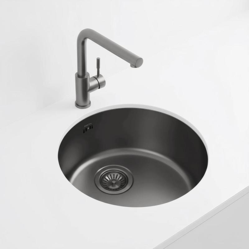 Pure.Sink Rondo Gun metal Chiuvetă rotundă pentru montaj la suprafață, sub suprafață și pe suprafață 38 cm PRN38-61